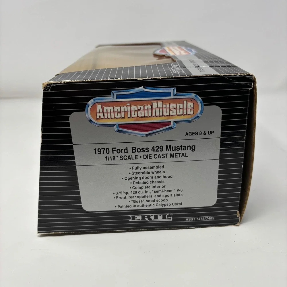 VTG 1970 Ford Boss 429 Mustang Orange 1:18 ERTL American Muscle Diecast Open Box